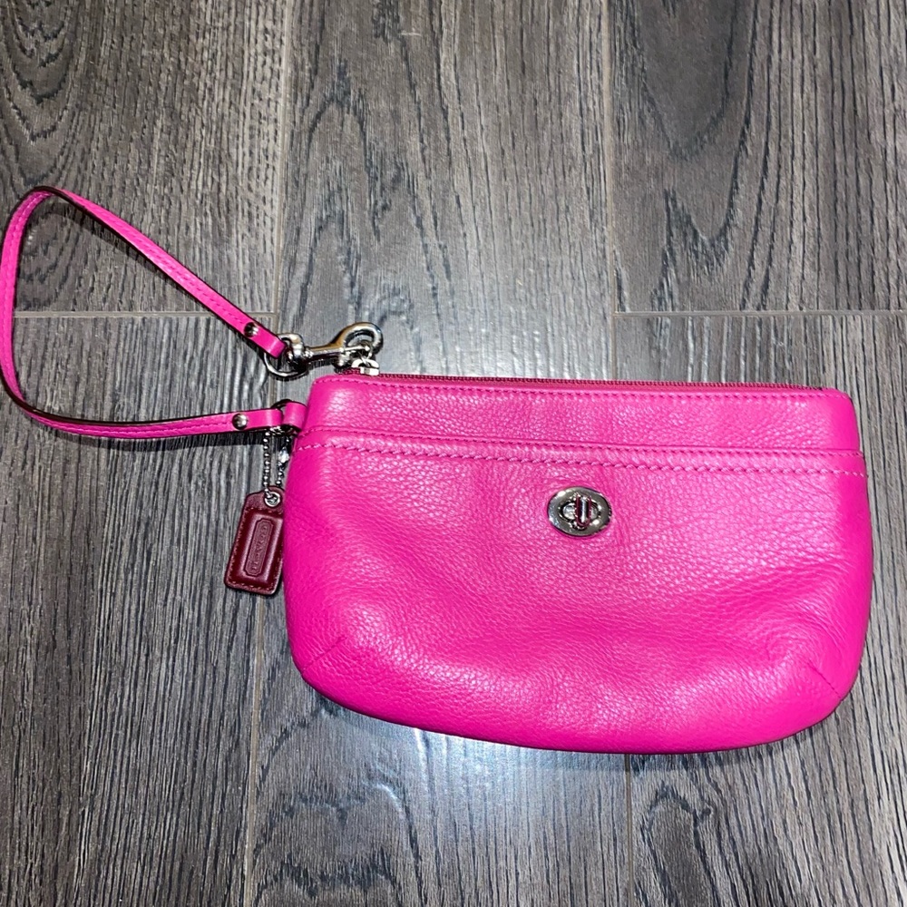 Coach hot pink wristlet
